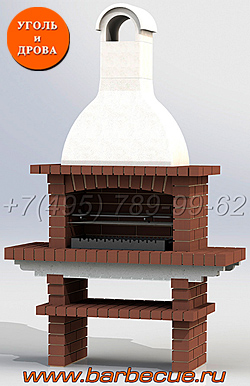 Модульная печь из коричневого кирпича ЭЛЕГИЯ-851 со столешницей из квадратного кирпича 85 мм
