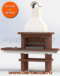 Готовая модульная печь из коричневого кирпича ЭЛЕГИЯ-853 со столешницей из квадратного кирпича 60 мм