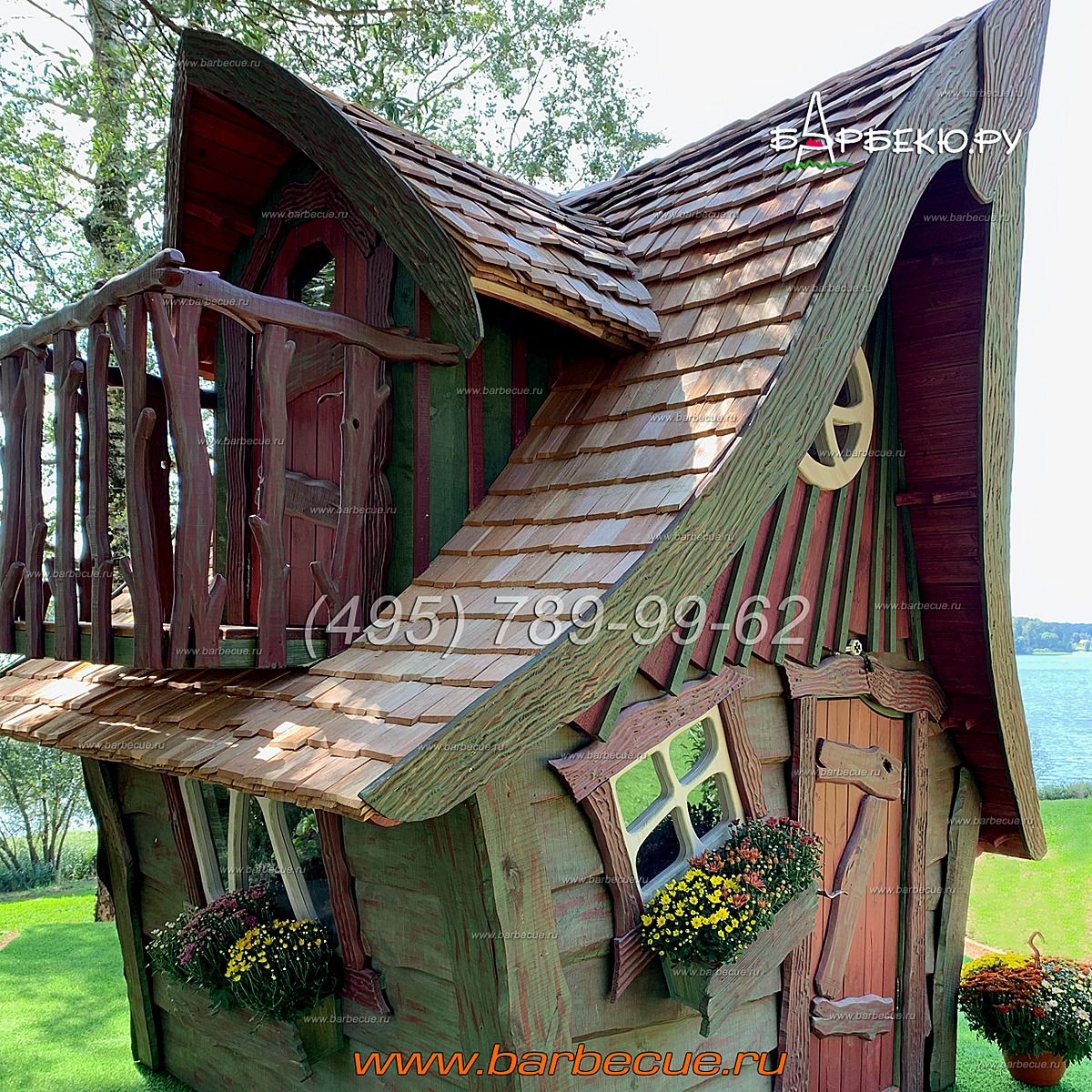 Двухэтажный детский деревянный домик №4 1,5х2,3